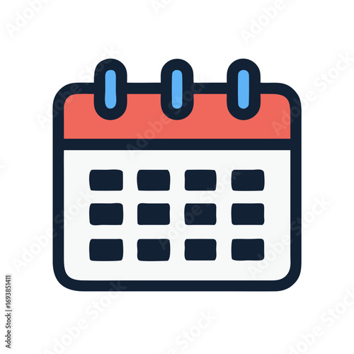 Minimalistic calendar icon illustration, symbolizing planning, organization, and important dates in simple visual style