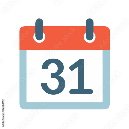 Isolated calendar icon with the number thirty-one against a black background