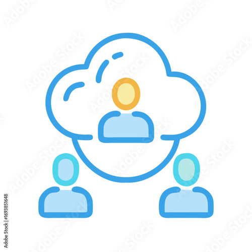 Cloud-Based Collaboration Platform for Teams: Flat Vector Illustration on Black Background