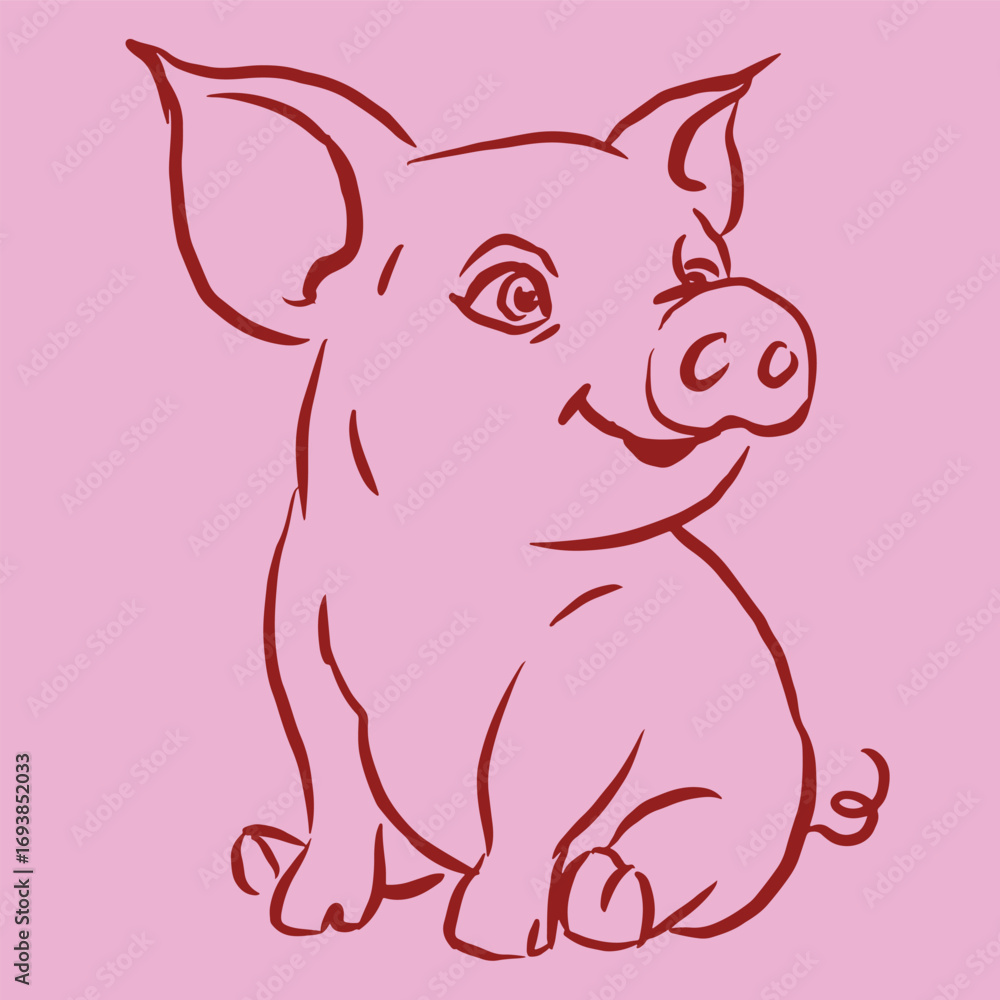 Fototapeta premium cartoon of piglet vector for illustration card decoration