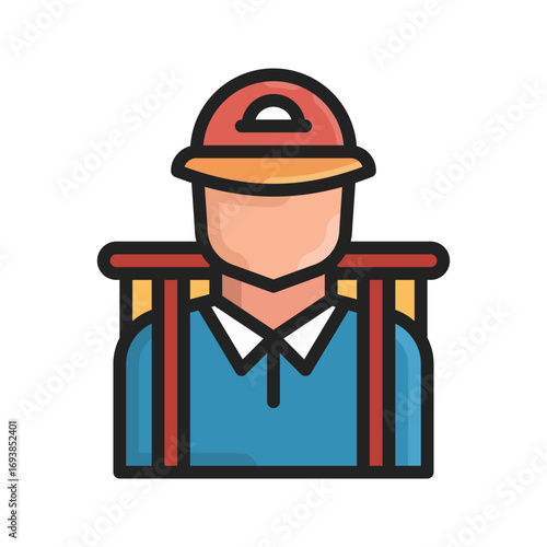 Courier icon vector illustration in line fill color style with bright color