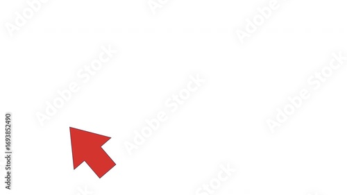 Red cursor arrow clicking 2D cartoon object animation. Mouse pointer performing click action. User interaction. Web interface selection animated flat colorful item 4K video isolated on white