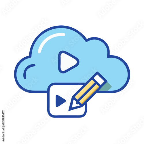 Cloud video editing icon for online content creation and video processing platform
