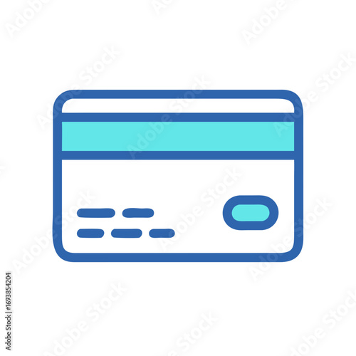 Stylized flat icon of a credit card for digital payments or online transactions