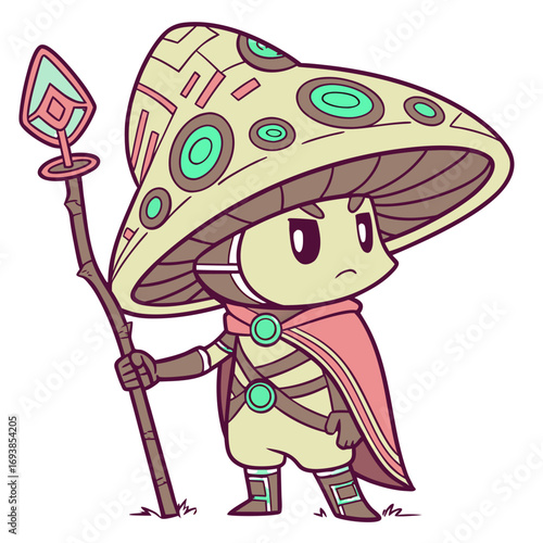 Bio-Punk Fungal Sorcerer Vector Character
