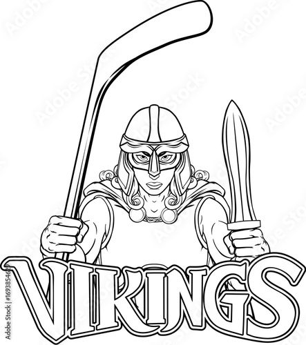 A female viking woman ice hockey sports team cartoon mascot