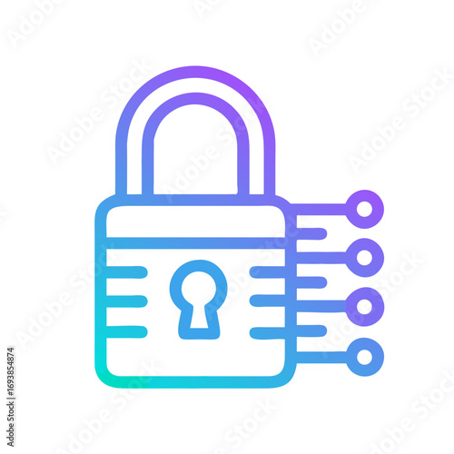 Gradient Padlock Icon Symbolizing Digital Data Security on Black Background