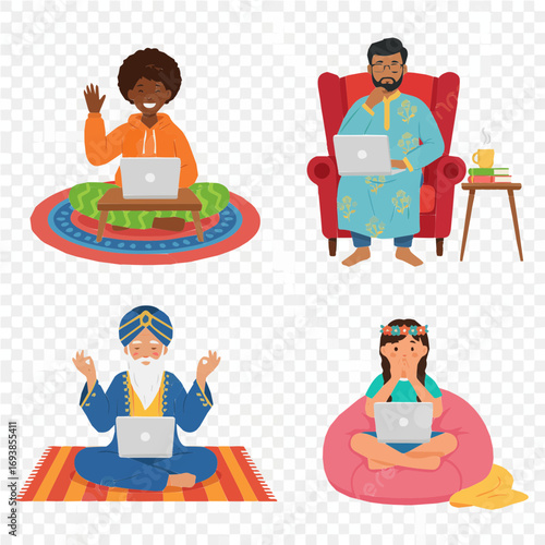 People sitting in front of laptop