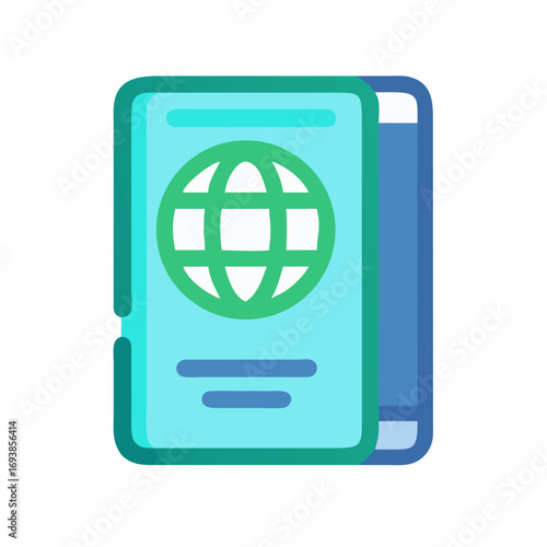 Stylized Passport Icon Graphic Representing International Travel and Global Identity