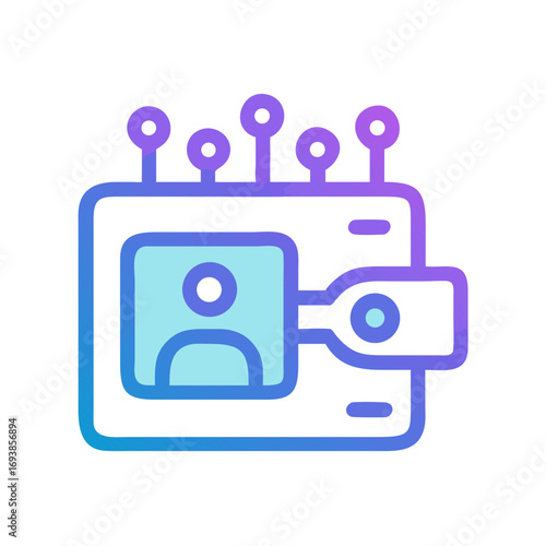 Digital Identity Wallet Icon with Blockchain Technology Illustration on Black Background