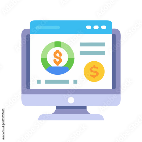 Financial data analysis depicted on a desktop computer screen showcasing digital assets and currency