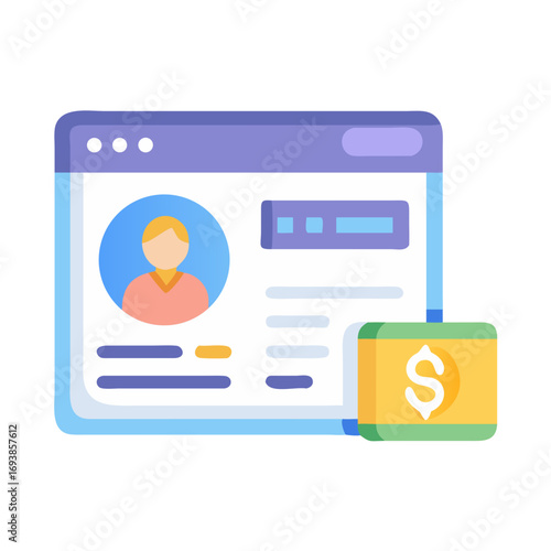 Online financial profile flat vector illustration for digital banking and personal money management