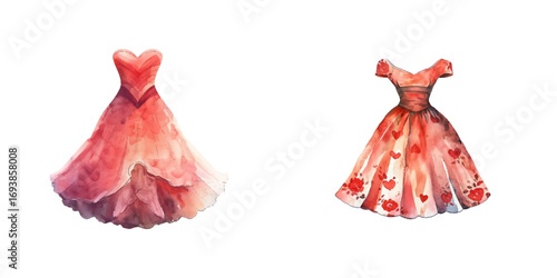 valentines dress watercolor vector illustration