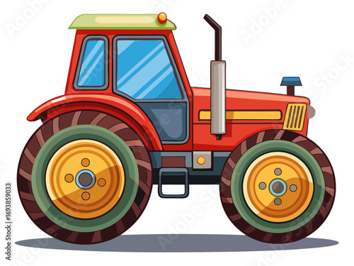 A high-quality vector illustration of a tractor in side view, isolated on a white background
