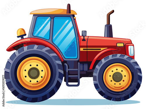 A high-quality vector illustration of a tractor in side view, isolated on a white background
