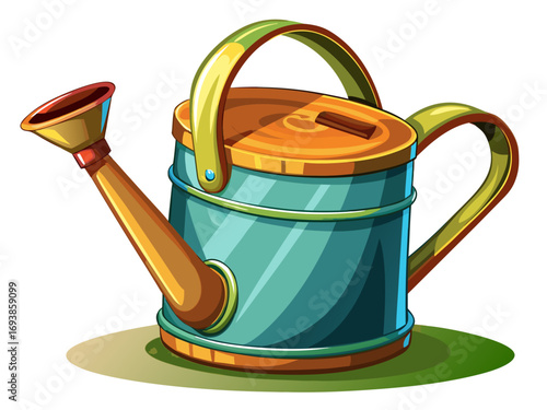 A high-quality vector illustration of a watering can, isolated on a white background
