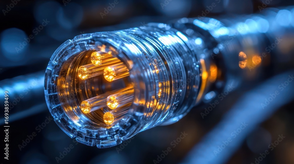 Obraz premium Close-up of illuminated connection, technical equipment