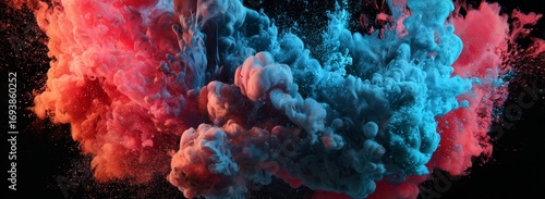 Abstract Colorful Smoke Explosion on Black Background