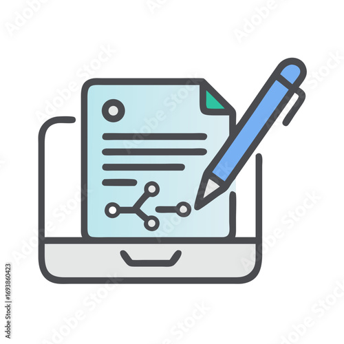 Digital document creation and review on a modern laptop device for professional workflow