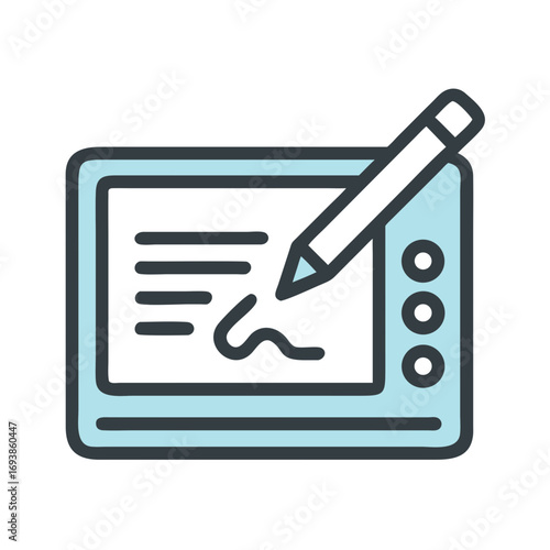 Digital signature on a modern tablet with a pen for business use illustration