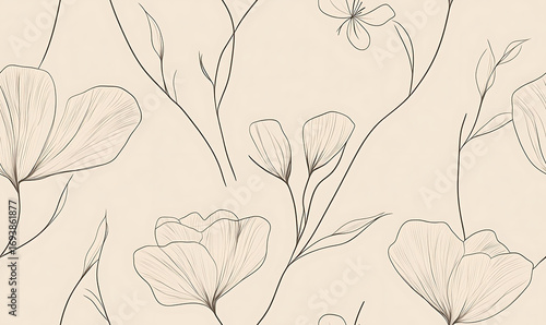 Floral or leaf pattern background suitable for wallpaper, fabric, or decorative design. Soft colors and natural style, ideal for digital and print use.