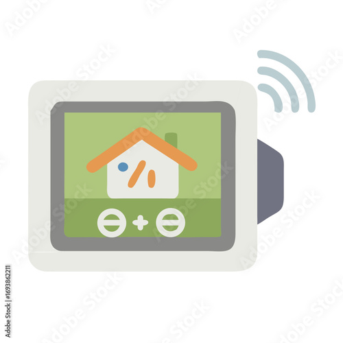 Smart Home Control Panel Displaying House Icon and Wifi Signal on Black Background