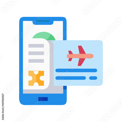 Mobile travel booking app displaying flight ticket and information on a smartphone screen