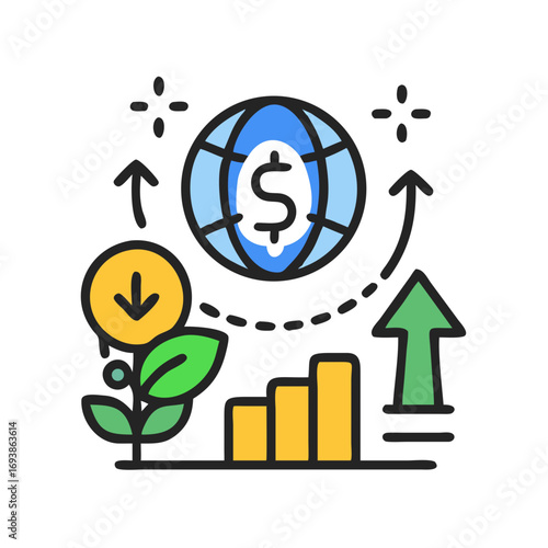 Global finance growth: A visual depiction of investments yielding success on a global scale