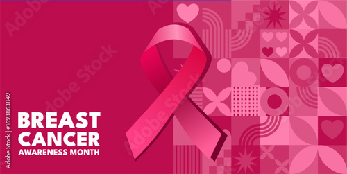 Breast cancer awareness month  - banner,  vector illustration