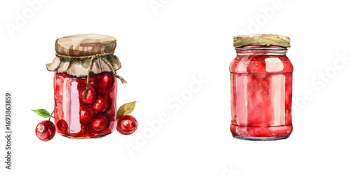 jam in jar watercolor vector illustration