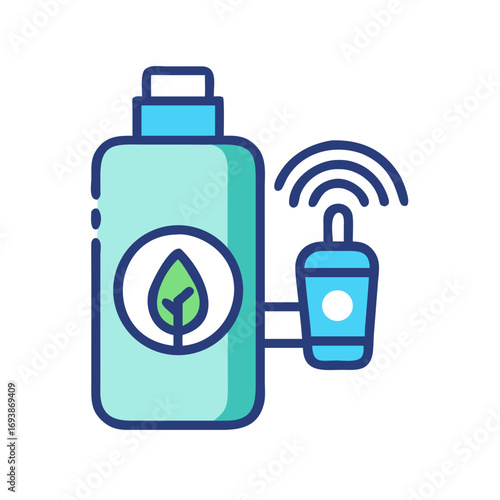 Smart irrigation system featuring connected water tank and sensor on black background