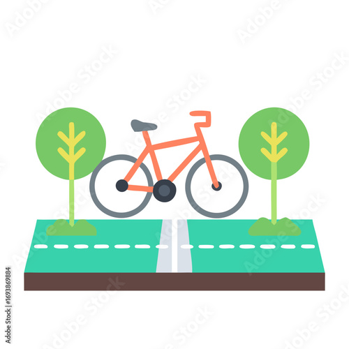 Cycling in the park flat design vector illustration for graphic resources and presentations