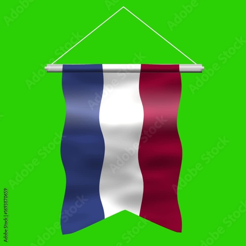 Netherlands Flag Banner Waving Green Screen Video Animation Isolated on Chroma Key Background