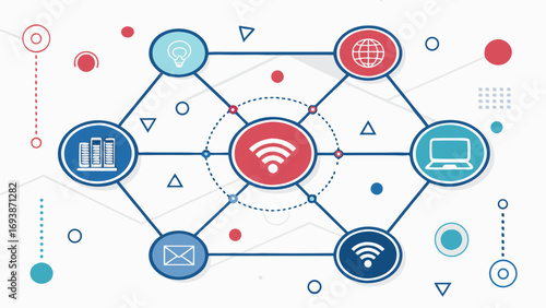 Conceptual Illustration of Wireless Network and Connectivity.