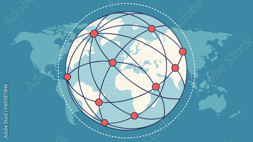 Global Network Representation with Red Dots and Lines.