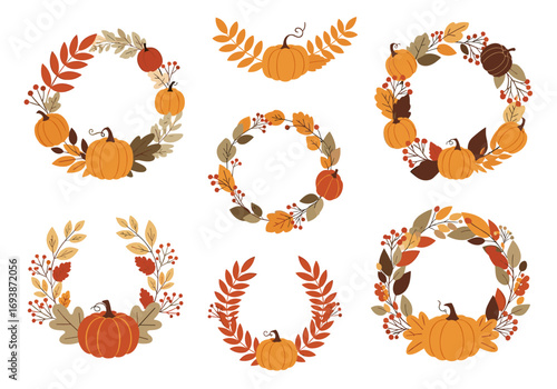 Beautiful autumn fall harvest wreath designs featuring pumpkins and colorful leaves in a festive celebration