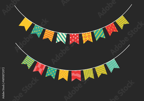Celebratory decorative party bunting flags for festive occasions and happy events