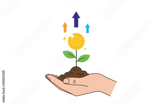 Illustrating the concept of financial growth and wealth accumulation through careful nurturing and investment strategies