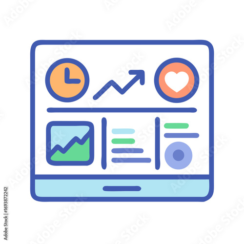 Digital health dashboard showcasing progress metrics and vital signs on a modern device screen