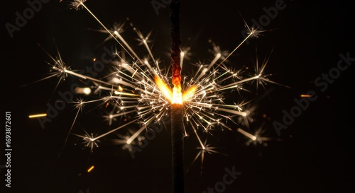 Wallpaper Mural Sparkling Celebration: Close-up of a Burning Sparklers with Bright Trails of Light Against a Black Background Torontodigital.ca
