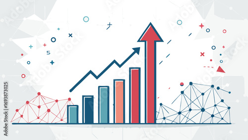 Upward Trending Business Growth Chart with Arrow.