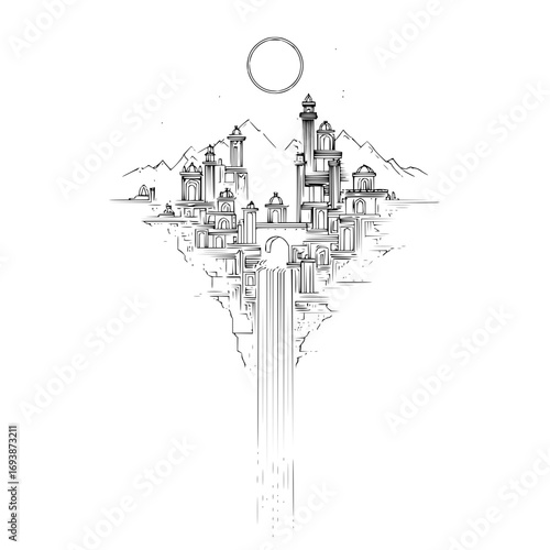 Escape to a floating city where waterfalls defy gravity and dreams take flight share if you want to go too