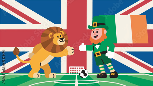 illustration of two national mascots between England and Ireland vector design template