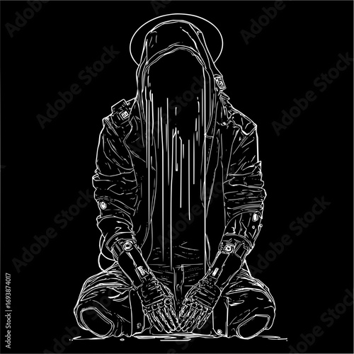 Unveiling the enigma: a hooded figure in monochrome whispers tales of shadows and silent mysteries share now