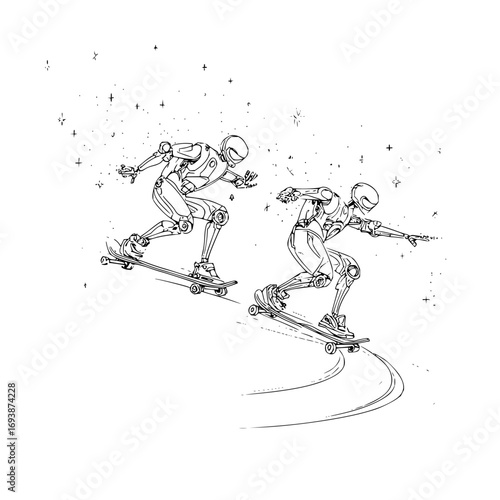 Get ready to roll with these radical robots shredding the streets on their skateboards it's a futuristic thrill