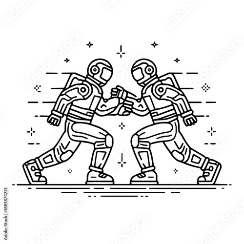 Who will win this epic arm wrestling match between astronauts place your bets now and share with your friends
