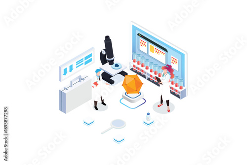 Modern Isometric Medical Innovation Illustration, Web Banners, Suitable for Diagrams, Infographics, Book Illustration, Game Asset, And Other Graphic Related Assets