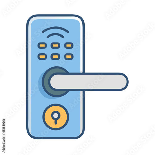 Digital smart lock on black background with modern design for home security systems