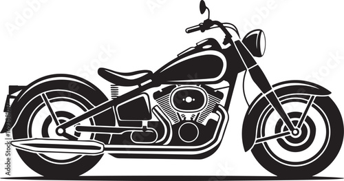 Classic Motorcycle Silhouette Detailed Cruiser Bike Transportation and Freedom on the Road