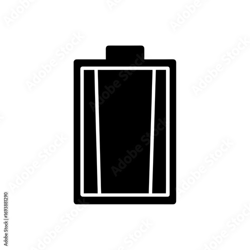 Simple black and white battery illustration on transparent background silhouette